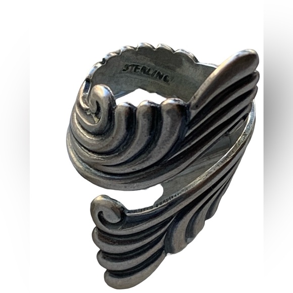 Vintage Sterling Silver Wrap Around Bypass Woman’s Ring Jewelry Spoon Ring - Picture 6 of 7